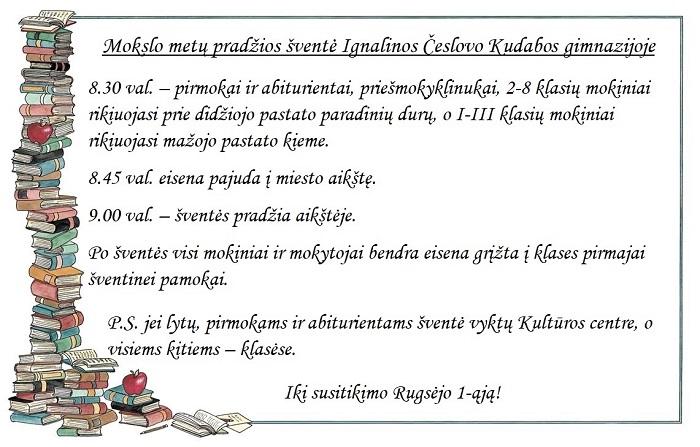 Mokslo metų pradžios šventė Ignalinos Česlovo Kudabos gimnazijoje