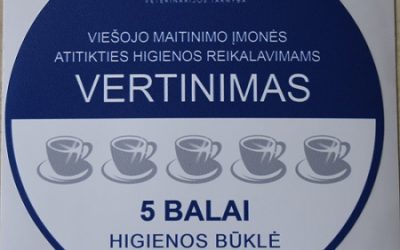 Gimnazijos valgyklos higienos būklė įvertinta 5 balais