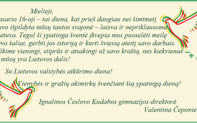 Vienybės ir gražių akimirkų švenčiant šią ypatingą dieną!