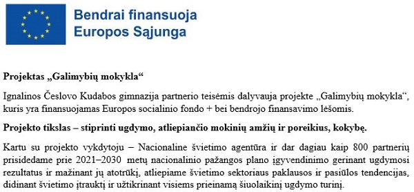 Projektas „Galimybių mokykla“